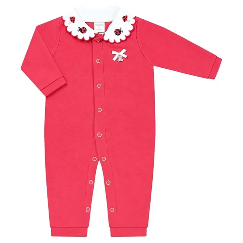 Macacão longo com golinha em algodão egípcio Joaninhas Bebe Menina Mini&amp;Co