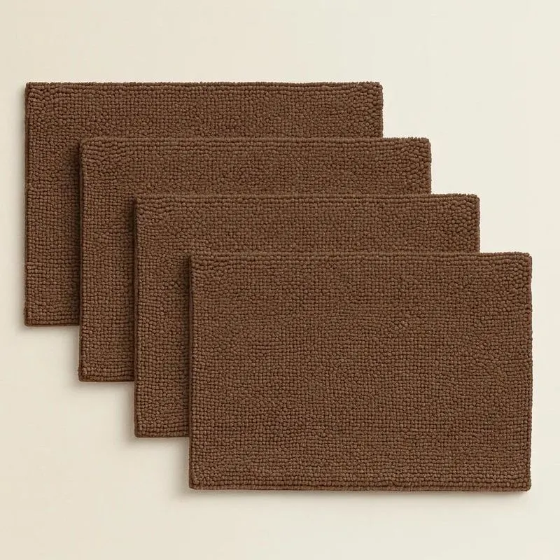 Kit 4 Tapetes De Banheiro 40x60 Antiderrapante Marrom Bolin