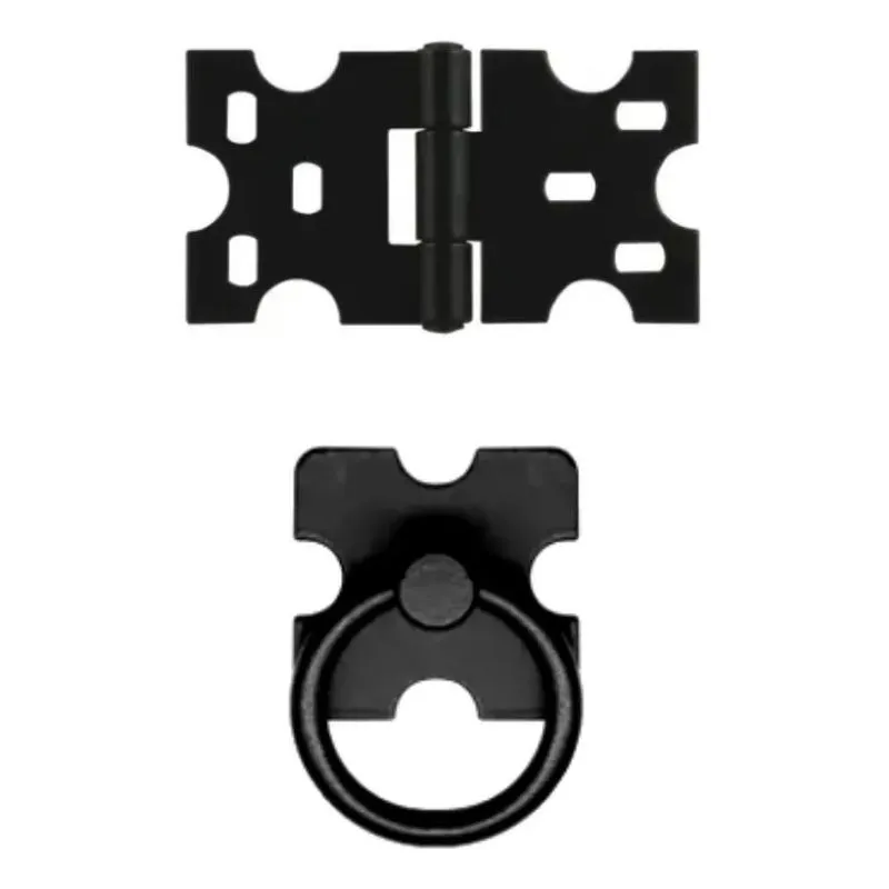 5x Kit 24 Unidades 16 Dobradiças + 8 Puxadores Rústicos Pret