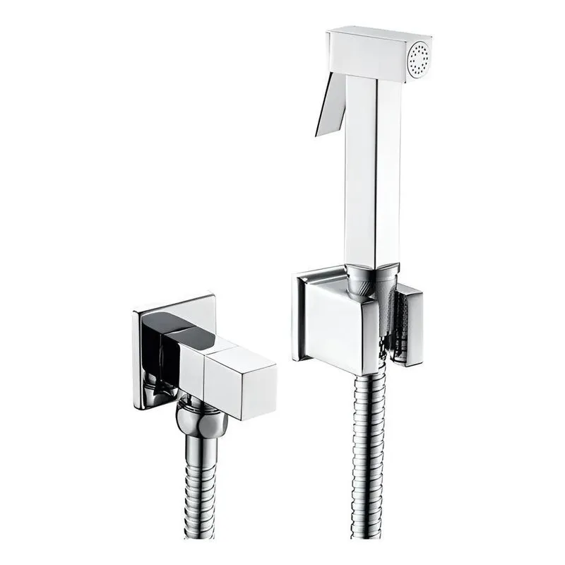 Ducha Higiênica Quadrada Luxo Metal Completa Volta Cromada