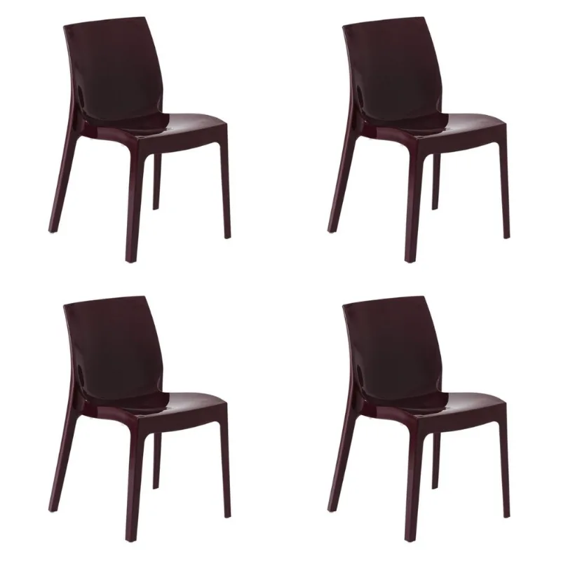 Kit 4 Cadeiras Tramontina Alice Vermelho Garnet Brilho em Polipropileno