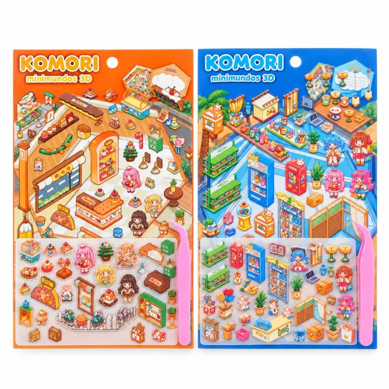 Minimundo 3D Komori Friends 2 em 1 com Adesivos
