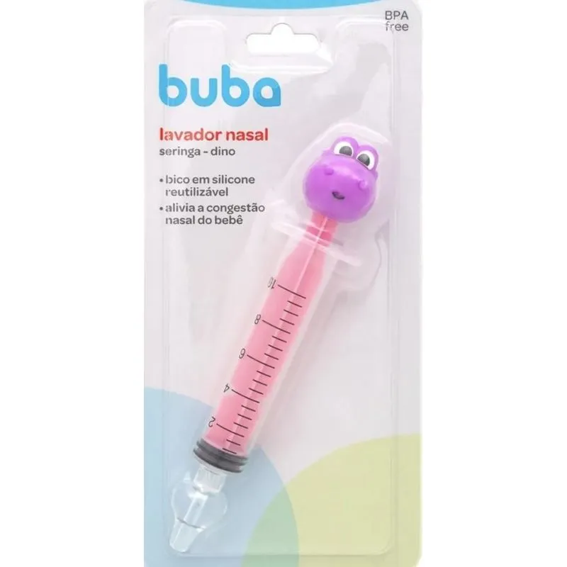 Seringa Lavador Nasal Infantil Silicone Dino Rosa Buba
