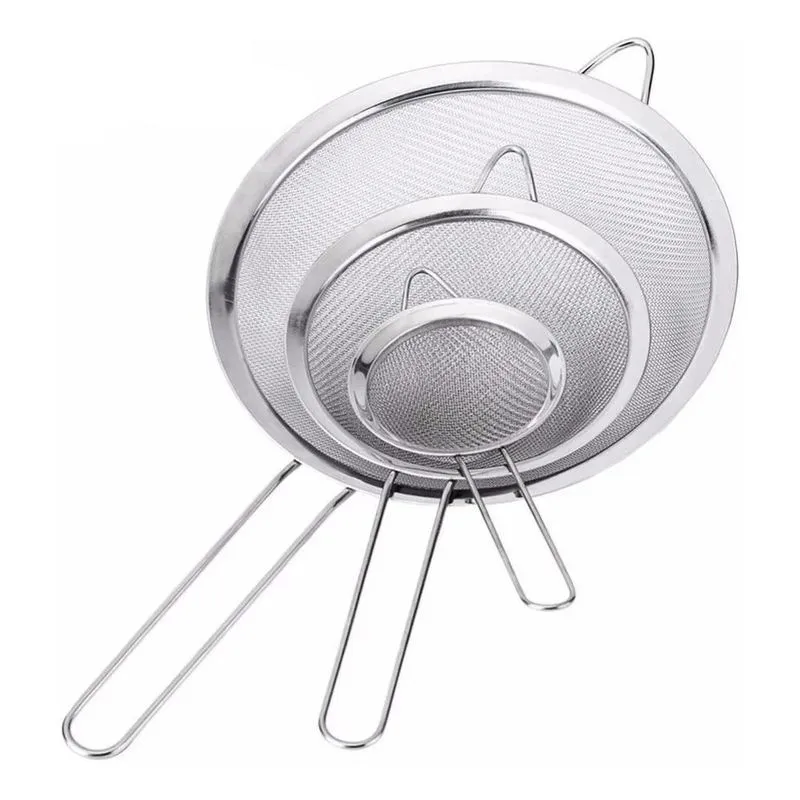 Jogo 3 Peneiras P M G Em Casa Tem Aço Inox Luxo Utensílios D
