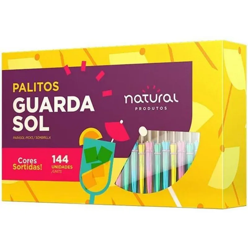Palito Guarda Sol/chuva Enfeite Drink Bebida Natural C/144
