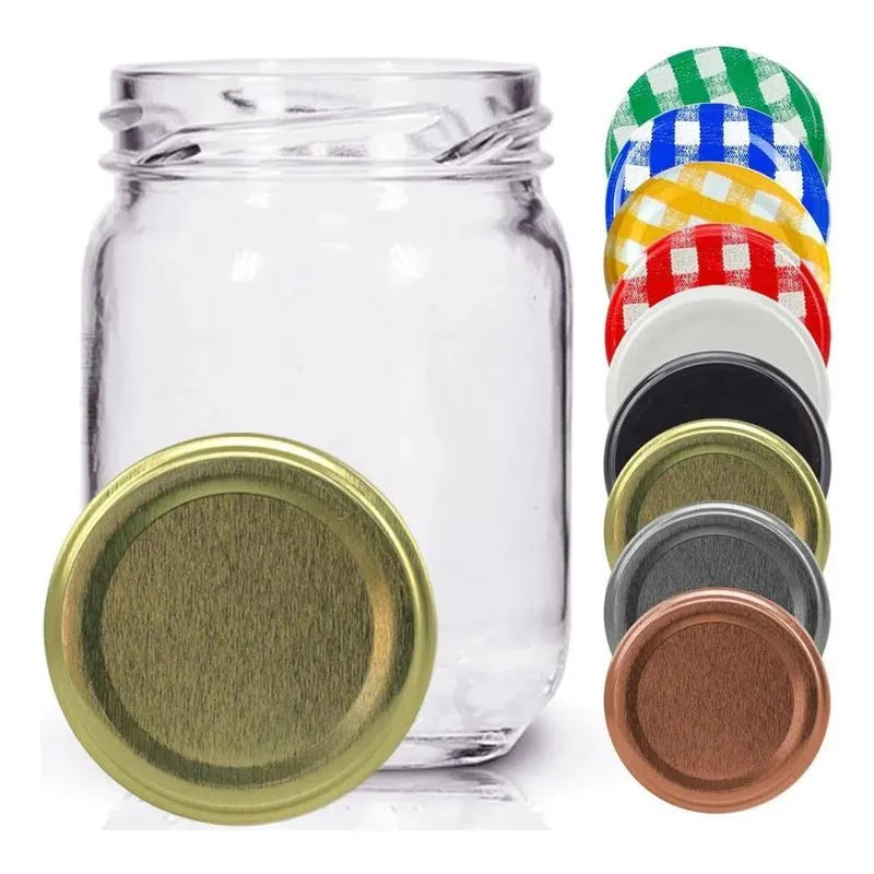 48 Potes De Vidro Conserva 200ml Com Tampa E Dourado