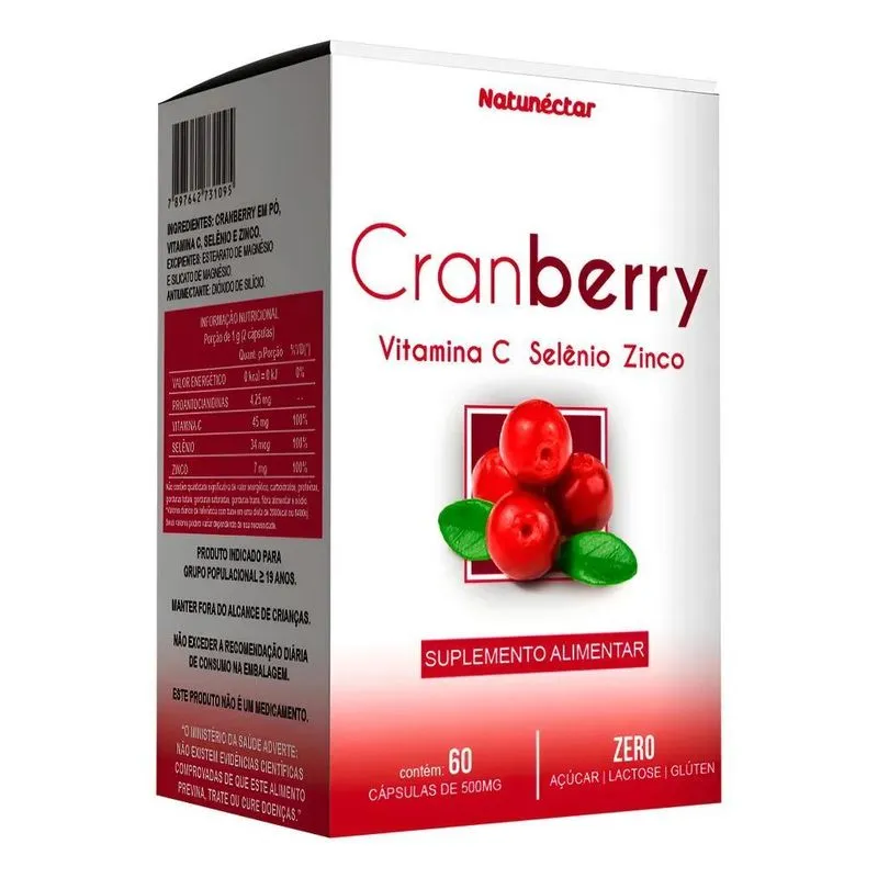 Suplemento Cranberry 60 Cápsulas Natunéctar 500mg.