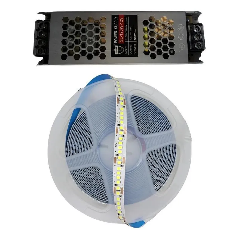Kit Fita Led 240/LEDs/M 5/M 22W/Com Fonte Branco Neutro 4000