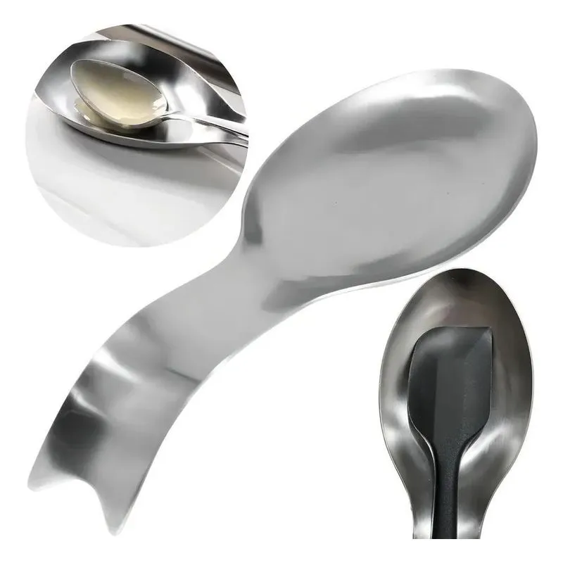 10x Clink Descanso Apoio Colher Talher Aço Inox Longo 26x9,