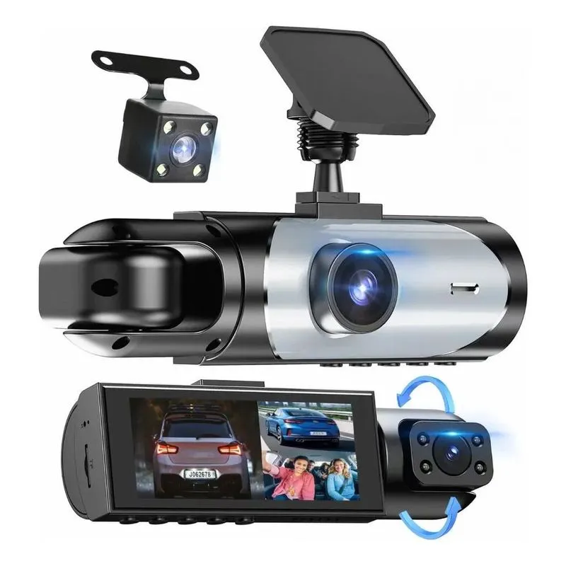 5x Câmera Monitoramento Tripla Gravador Dashcam Carro Caminh