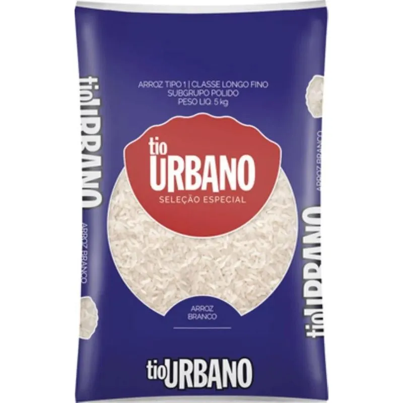 5x Arroz Agulhinha Tipo 1 Urbano Pacote 5kg