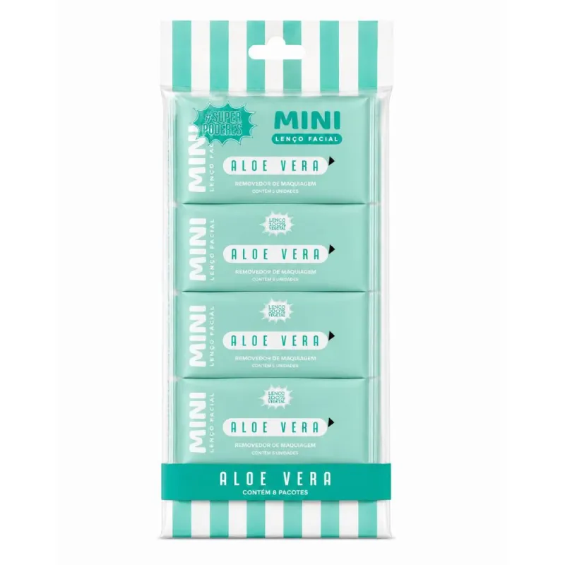 Box c/8 Mini Lenço Facial Aloe Vera Super Poderes