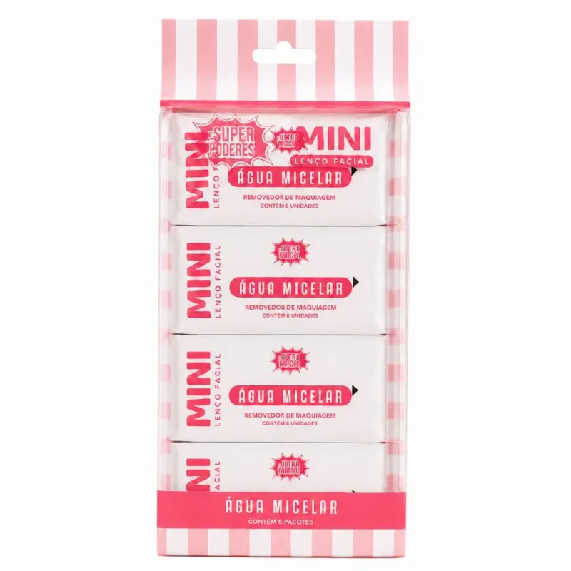 Box c/8 Mini Lenço Facial Água Micelar Super Poderes