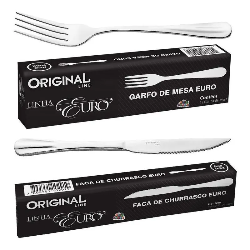 Jogo Garfo E Faca Inox 24 Pçs- Bar, Restaurante, Talheres Aço