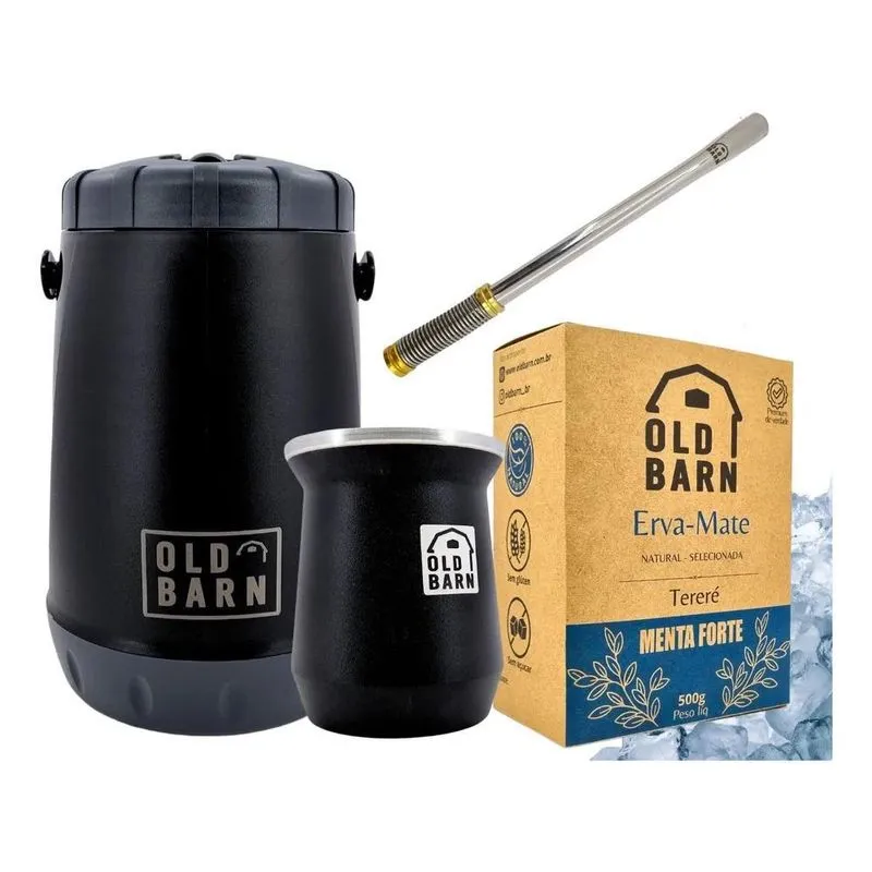 Kit Tereré Completo Old Barn Garrafa Cuia Bomba Menta Forte