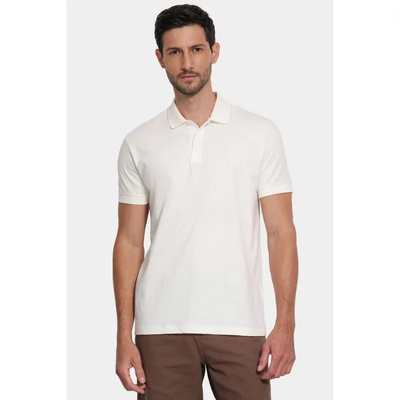Polo Manga Curta Malha Pontilhada Off White - XXG