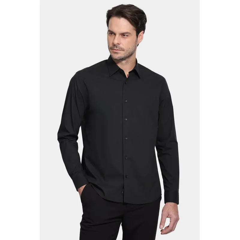 Camisa Manga Longa Slim Tech Comfort Preto - G