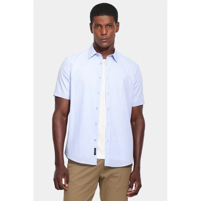 Camisa Manga Curta Slim Flame Bay Azul Claro - P