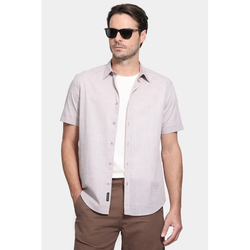 Camisa Manga Curta Slim Flame Bay Caqui - M