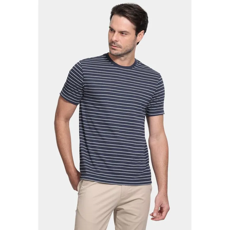 Camiseta Manga Curta Malha Rugby Marinho/Branco - G