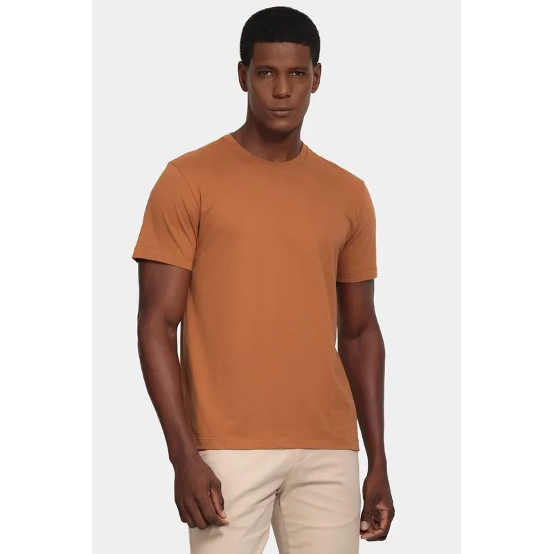 Camiseta Manga Curta Bordado Básica Madeira - M