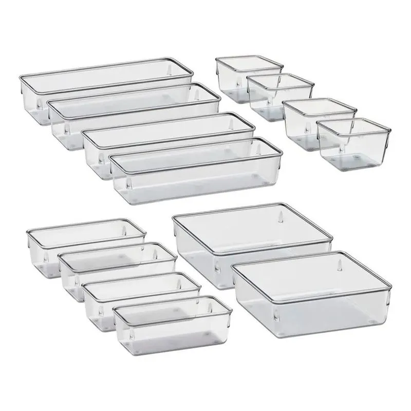 2x Kit 14 Potes Oferta Resistente Gaveta Quarto Maquiagem