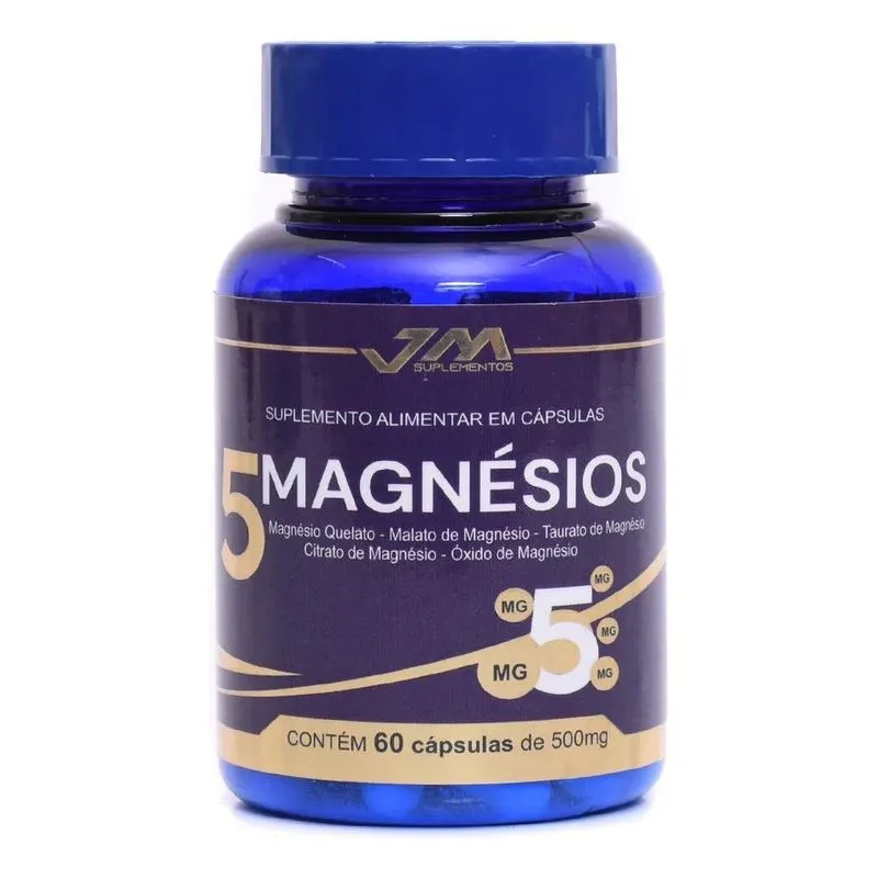 5x 5 Magnésios 60 Cápsulas 500mg Jmsuplementos