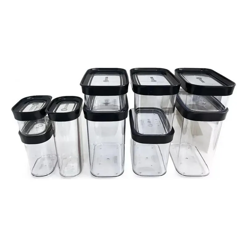 Kit 09 Potes Herméticos Para Ma Potes Herméticos Preto
