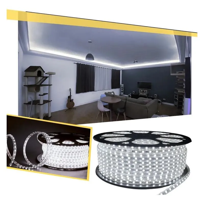 Mangueira Fita Led Chata 5050 25m Alto Brilho 2 Conector 22