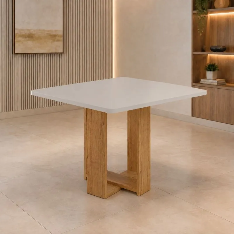 Mesa de Jantar 90cm com Tampo de Vidro Vally Viero Móveis