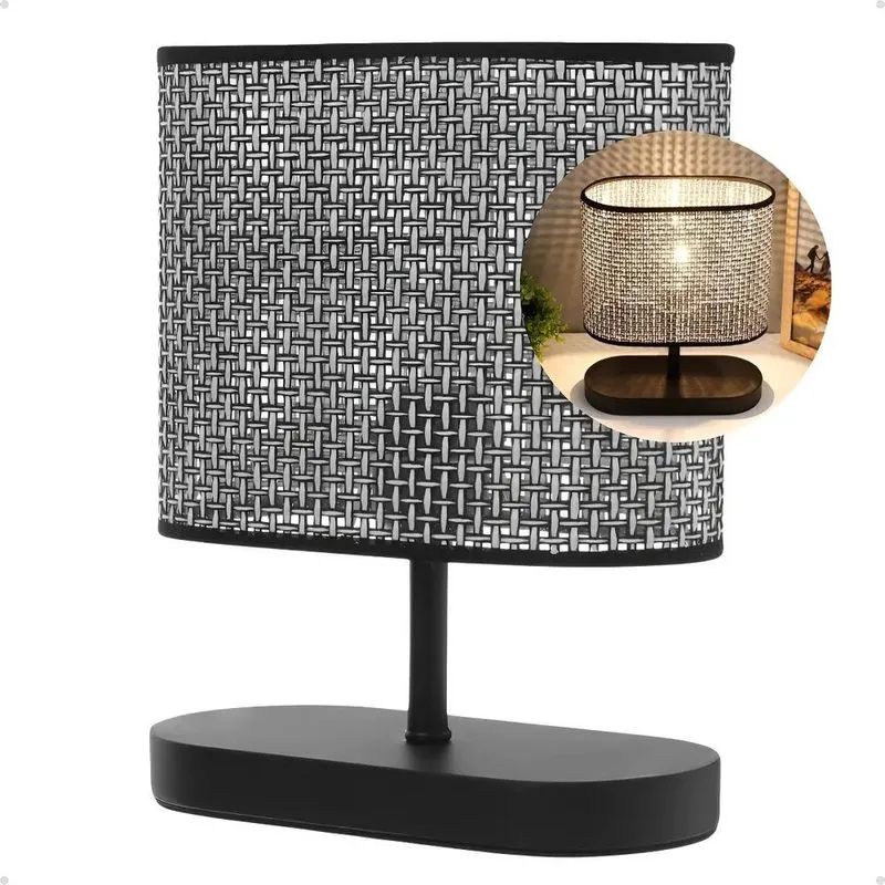 Luminária De Mesa Abajur Minimalista Preto Preto 127/220v