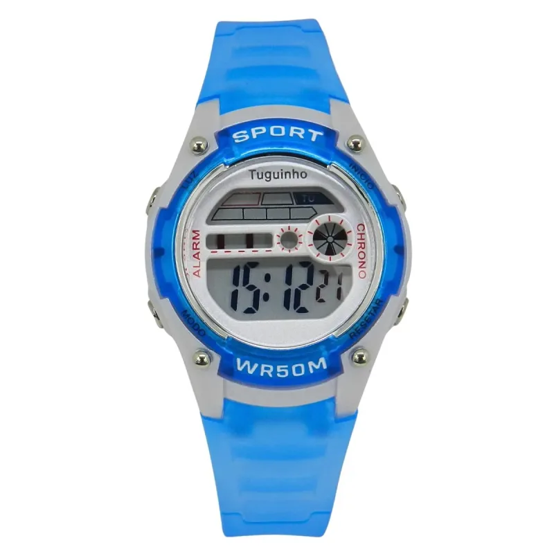 Relógio Menino Tuguir Digital TG30645 Azul e Branco