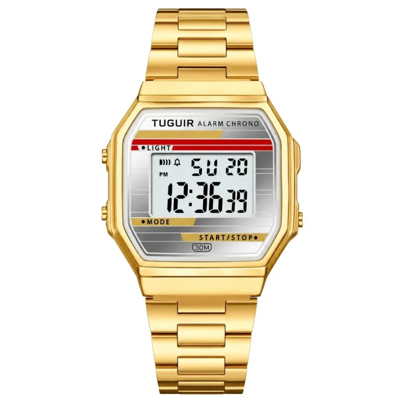 Relógio Unissex Tuguir Digital TG30566 Dourado e Prata
