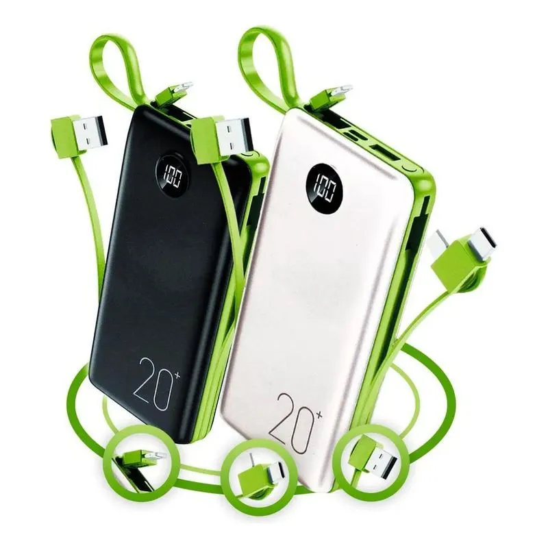 10x Power Bank 20.000 Mah Carregador Usb Portátil Com Cabo