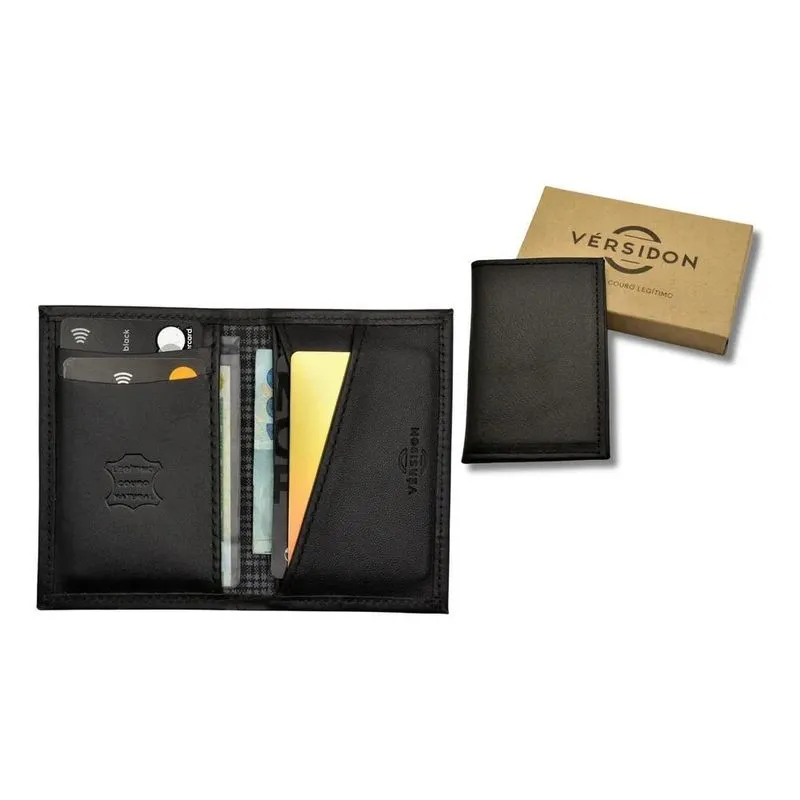 5x Carteira Slim Couro Legitimo Masculina Porta Cartão Vérsi