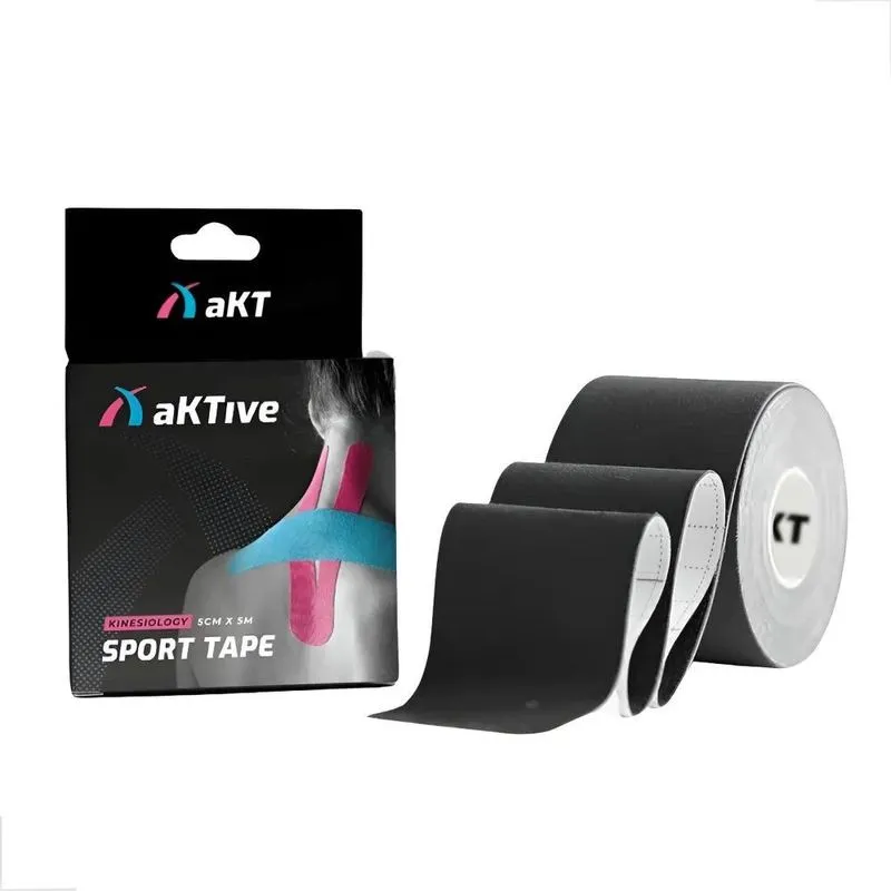 Bandagem Elástica Adesiva Kinésio Tape Akt Preto
