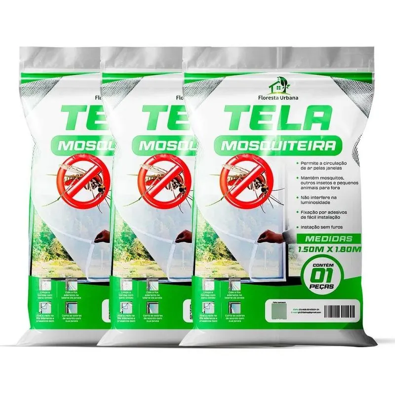 2x Kit 3 Telas Mosquiteira Janela Anti-inseto Para Mosquito