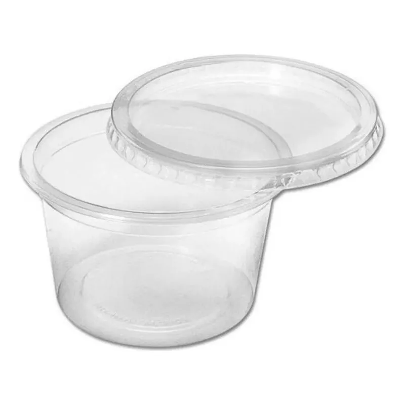 100 Pote Plástico Potinho Redondo Descartavel Com Tampa 250ml