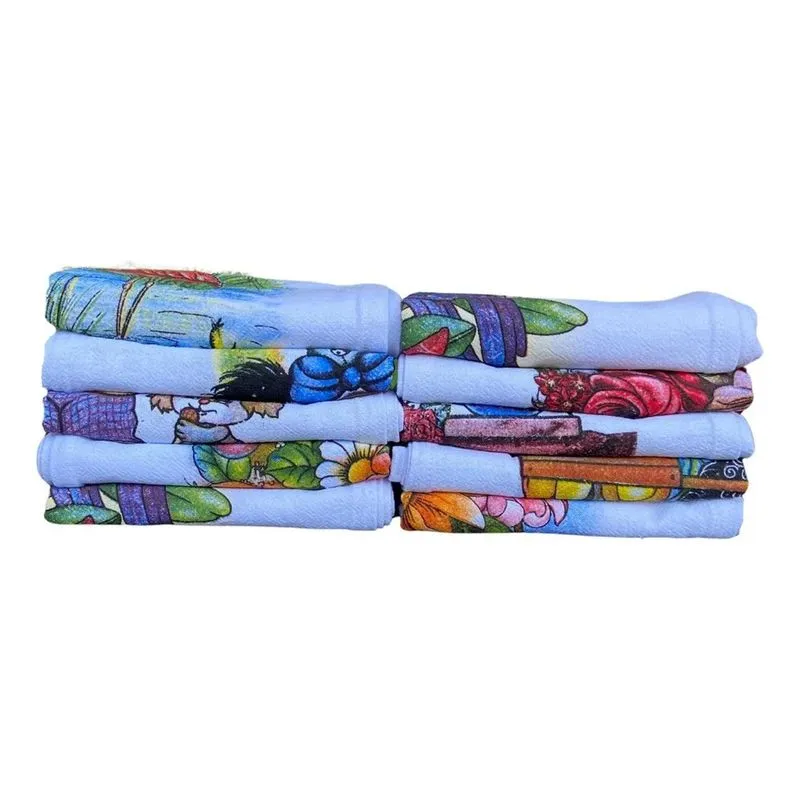 5x Pano De Prato Estampado Guardanapo Pé De Galinha 10 Unida
