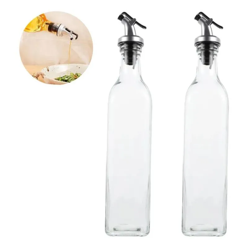 2 Porta Azeite Galheteiro 500ml Vinagre Bico Dosador Premium