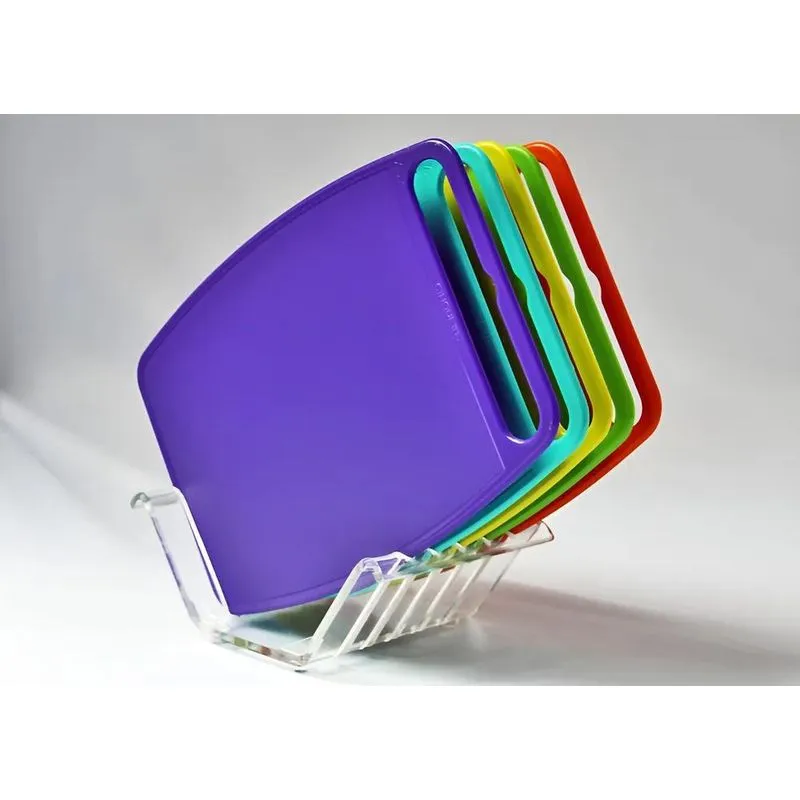 Tábuas De Corte Coloridas Com Suporte 5 Peças Para Cozinha L