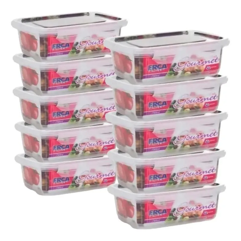 Kit 10 Potes Marmitas Fitness 750ml Freezer E Microondas - T