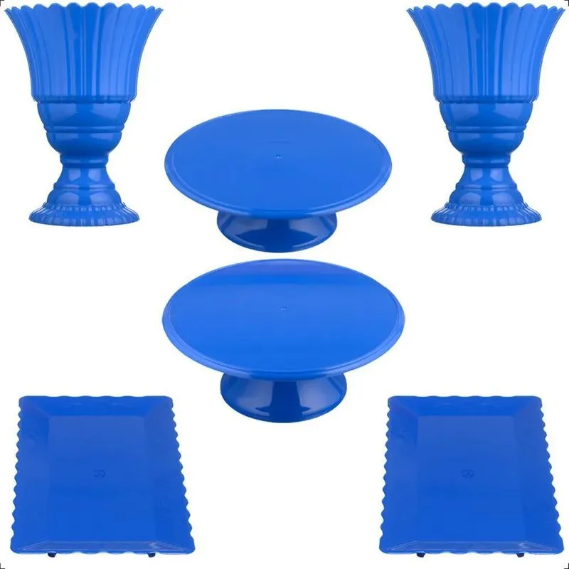 1 Boleira 26cm + 1 Boleira 20cm + 2 Vaso Real + Azul-escuro