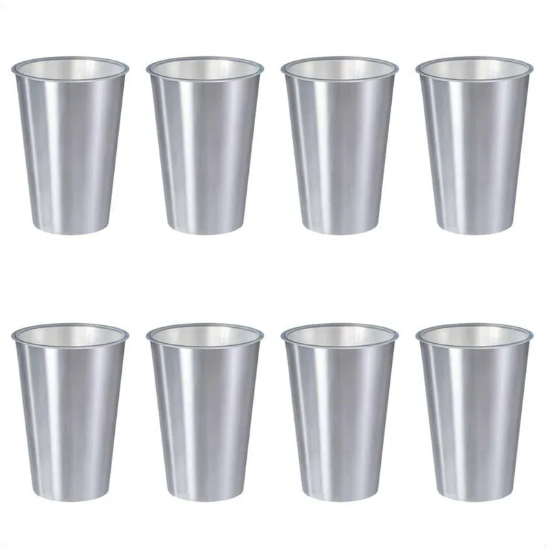 Kit 8 Copos 500 Ml Label Inox 14X8,5Cm Leve Prático Multiuso