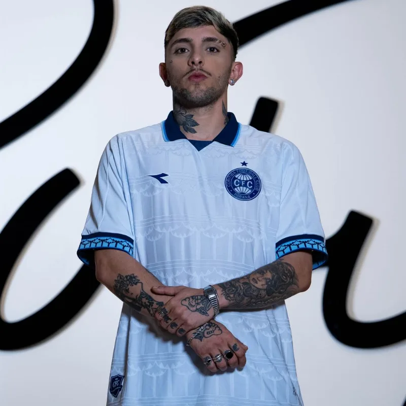 Camisa Coritiba Jogo Oficial 3 Masculina Branco e Azul GG
