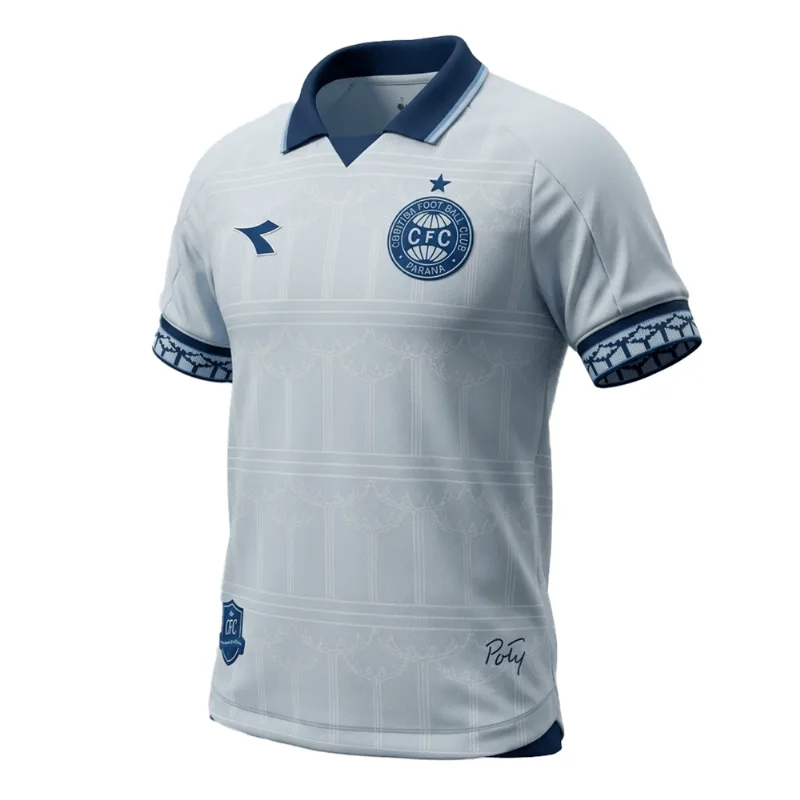 Camisa Coritiba Jogo Oficial 3 Infantil Branca e Azul 14