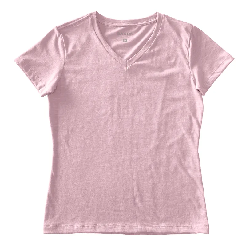 BLUSA GOLA V FLAME FEM, EM ALGODÃO, R174 B+ ROSA P