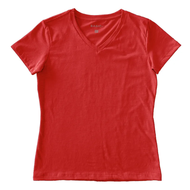BLUSA GOLA V FLAME FEM, EM ALGODÃO, R174 B+ VRMLH P