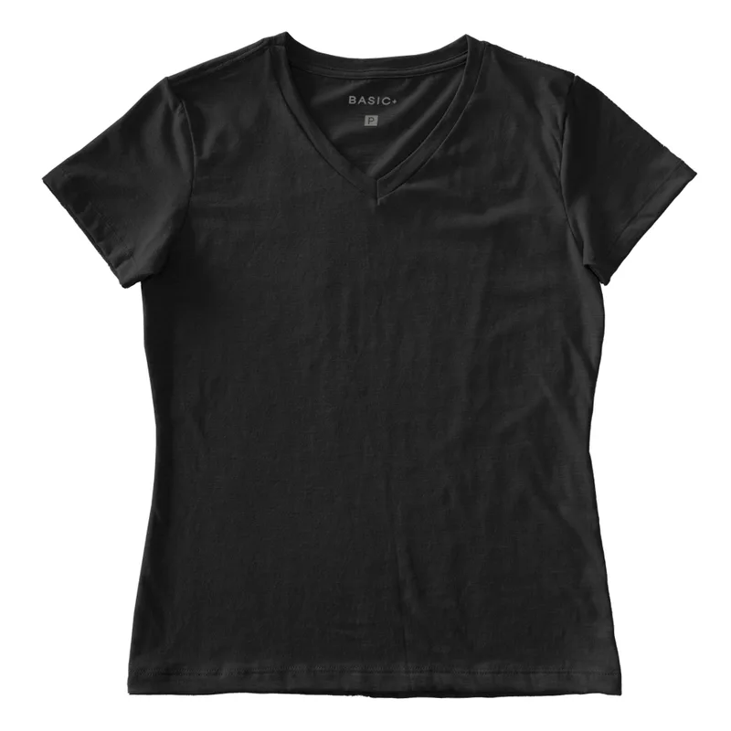 BLUSA GOLA V FLAME FEM, EM ALGODÃO, R174 B+ PRETO P