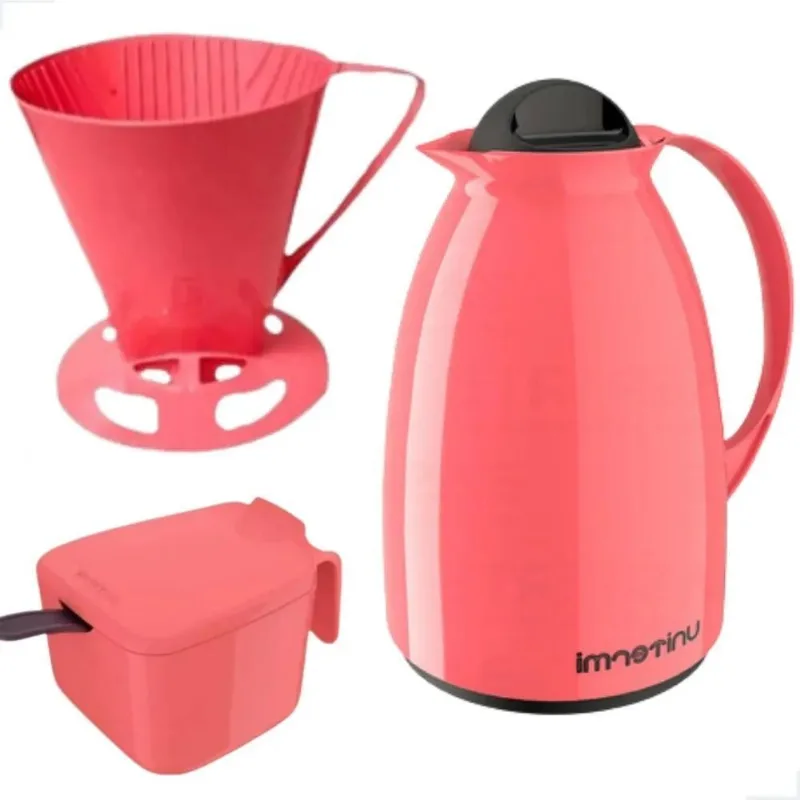 Kit Prático Para Café Garrafa Térmica + Açucareiro + Suporte